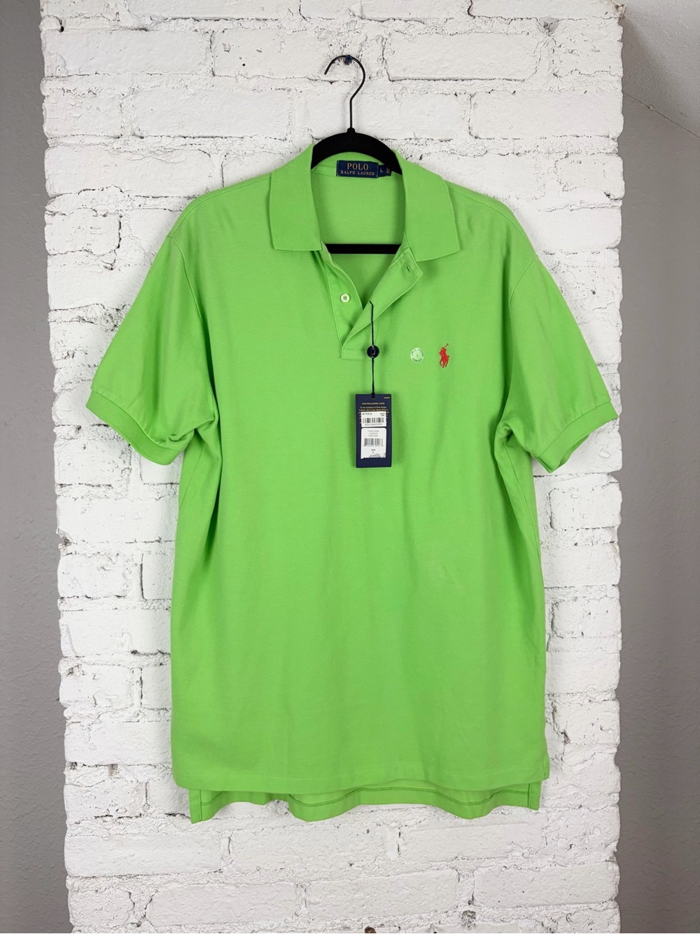Polo Ralph Lauren Force Green Classic Button Polo Short Sleeve Shirt Large New